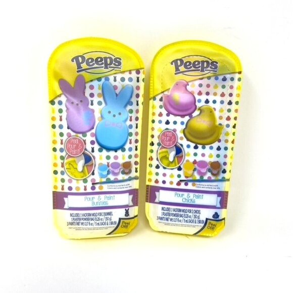 Peeps Pour N Paint Bunnies or Chicks DIY Art Crafts Kits Kids - Picture 1 of 14